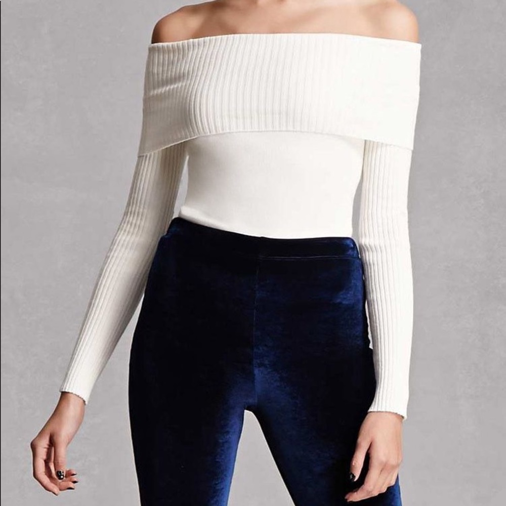 Knitted White Off the Shoulder Top